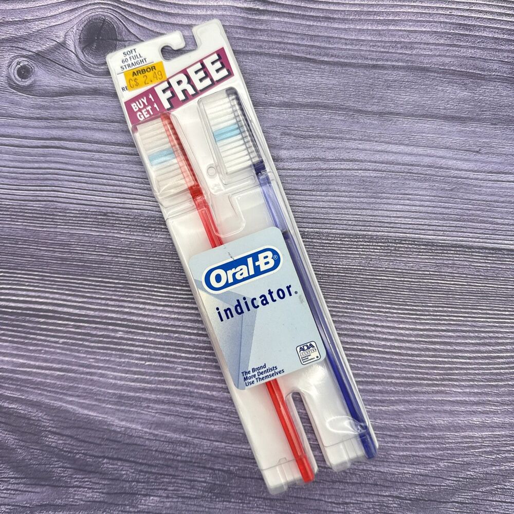 2 Oral-B 60 Toothbrush Adult SOFT Full Straight Head Indicator Bristle 2 PACK A